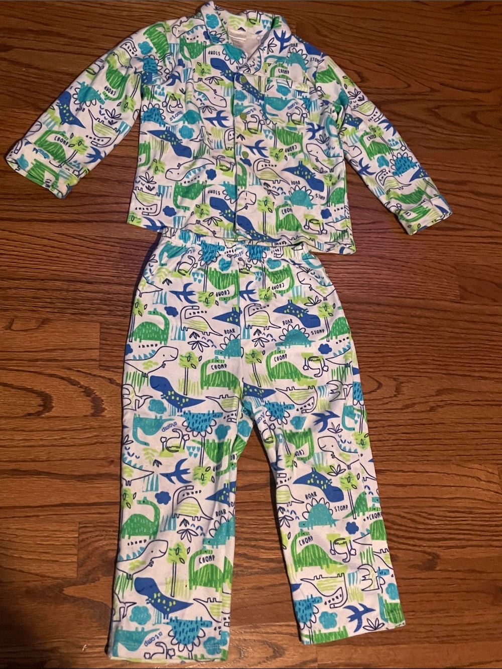 Absorba Blue & Green Dinosaur Pajama Set
